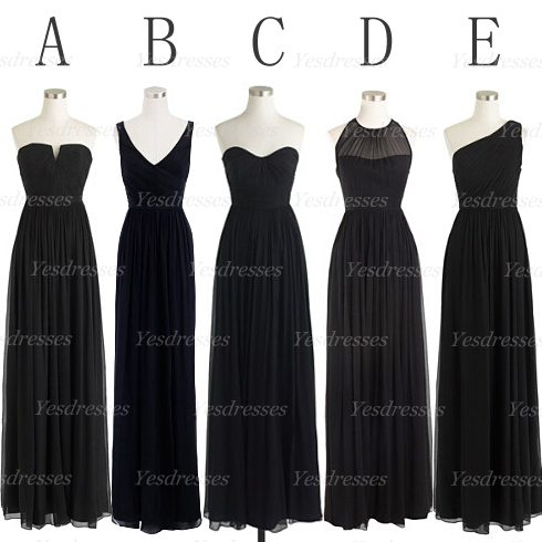 Chiffon Black Wedding Dresses