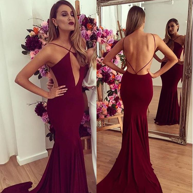 Simple Backless Prom Dresses
